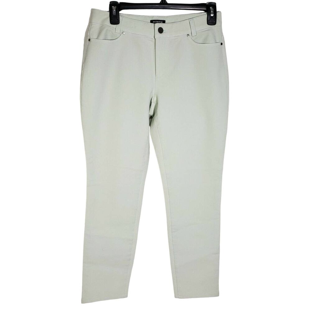 Worth New York Womens Jeans Size 2 Tapered Leg Denim Mid Rise Mint Green Stretch